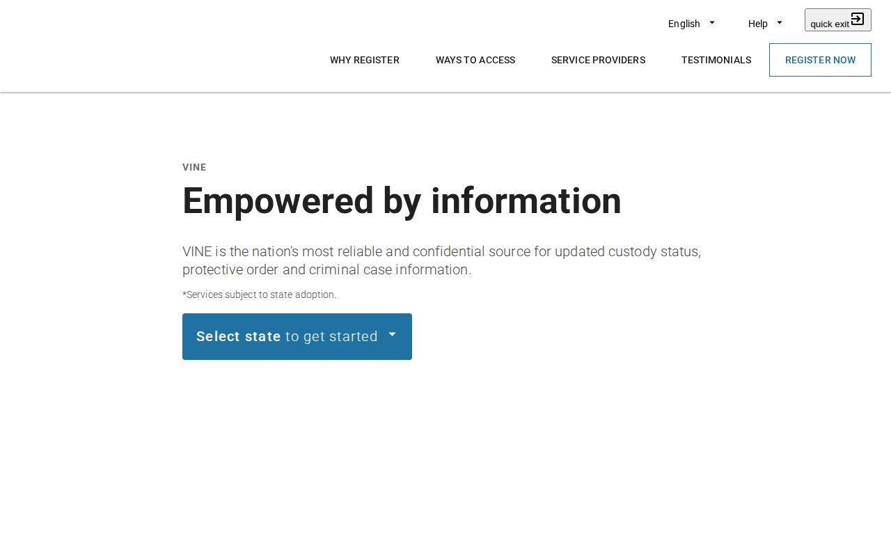 VINELink interface for a Guadalupe County release check